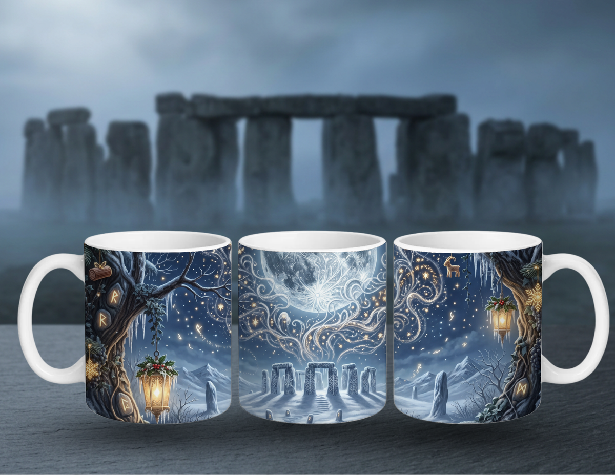 Stonehenge zur Wintersonnenwende – Mystische Weihnachtstasse
