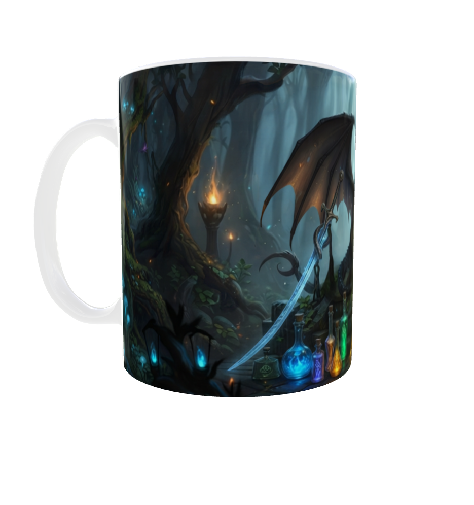Drache auf Felsen – Fantasy Tasse