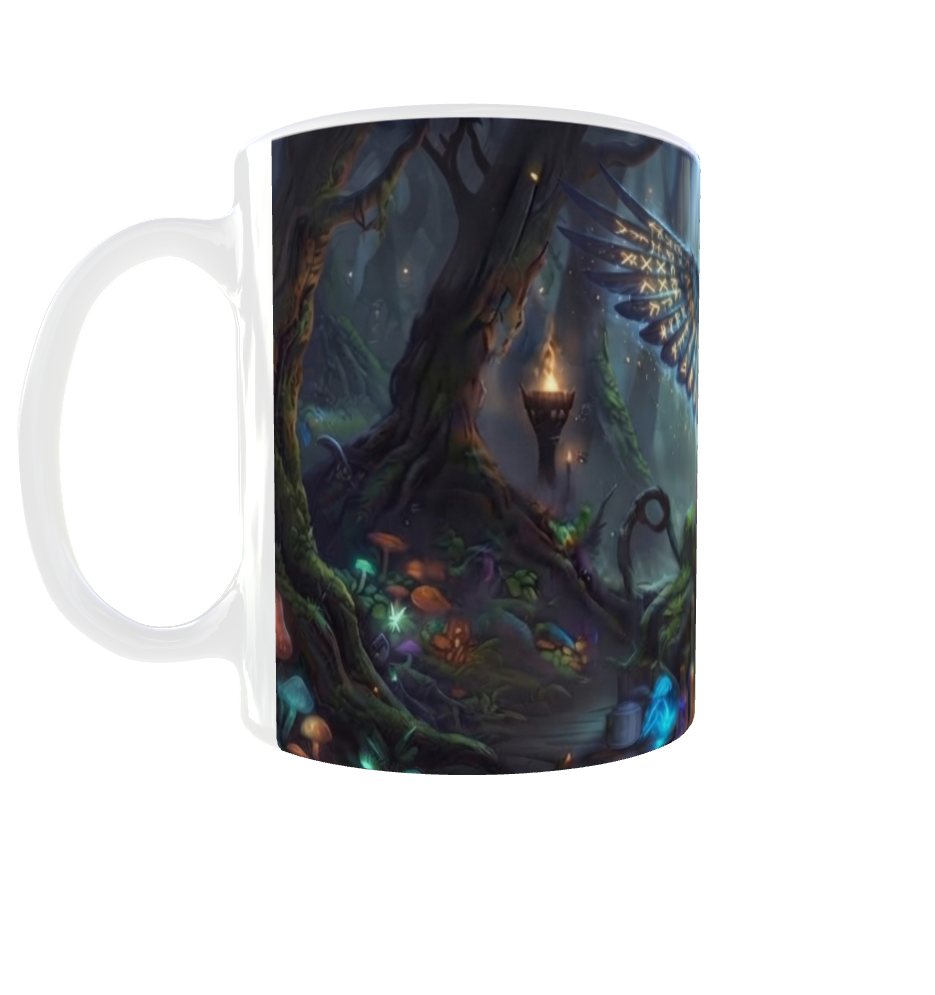 Rabe auf Felsen mit Flügeln – Gothic Tasse