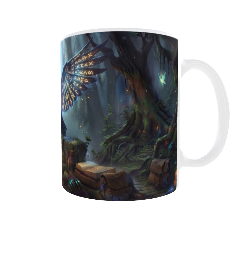 Rabe auf Felsen mit Flügeln – Gothic Tasse
