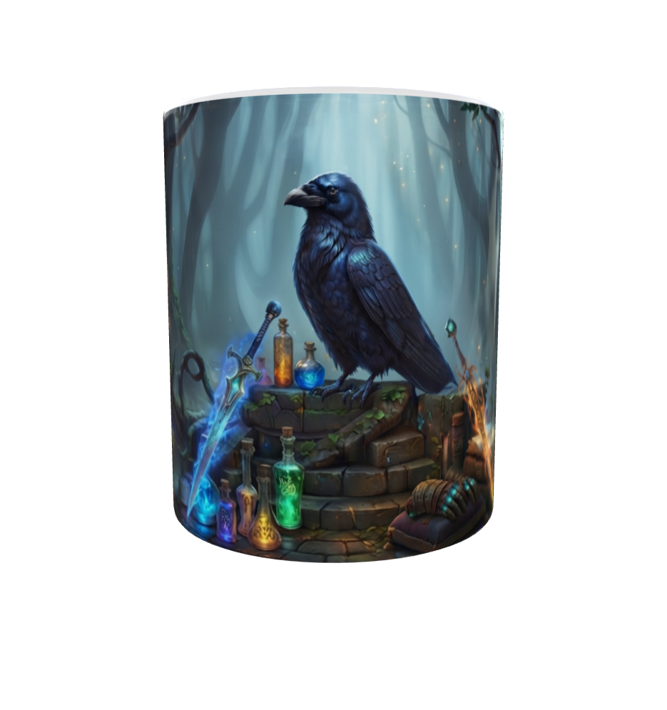 Rabe auf Felsen – Gothic-Fantasy-Tasse