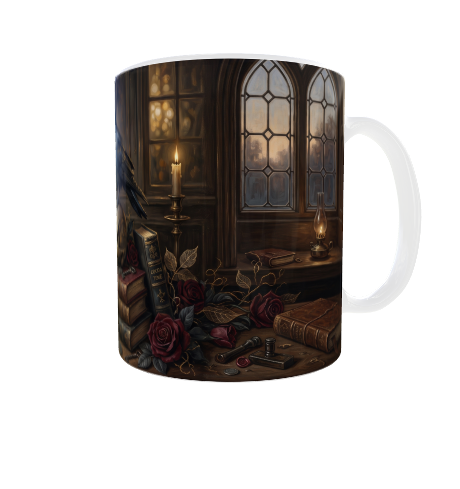 Rabe auf Schädel – Gothic Tasse