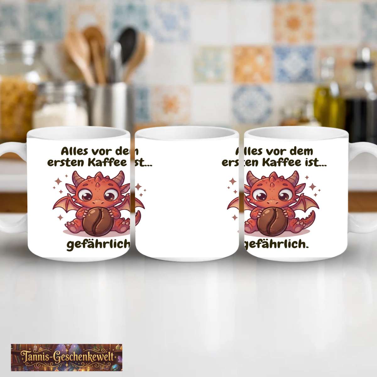 Alles vor dem ersten Kaffee ist... gefährlich. – Drachen-Kaffeetasse