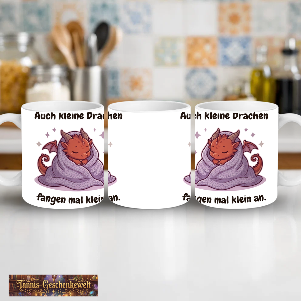Auch kleine Drachen fangen mal klein an. – Drachen-Tasse