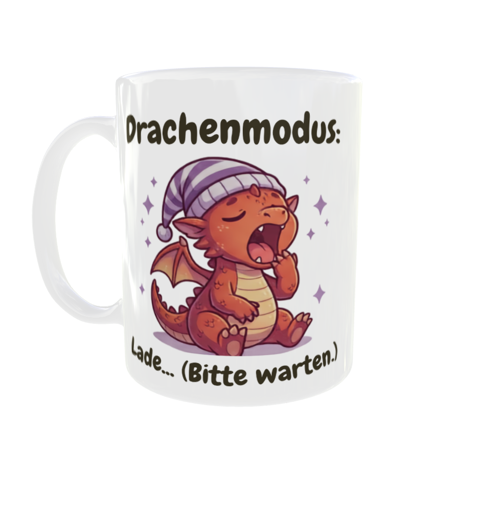 Drachenmodus: Lade… (Bitte warten.) – Drachen-Kaffeetasse