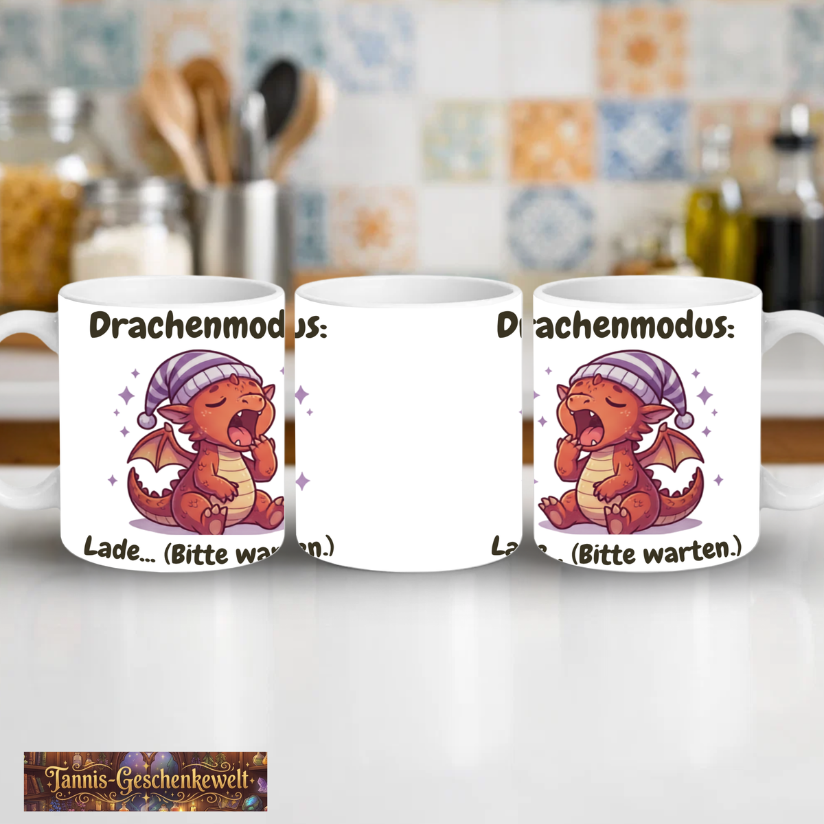 Drachenmodus: Lade… (Bitte warten.) – Drachen-Kaffeetasse