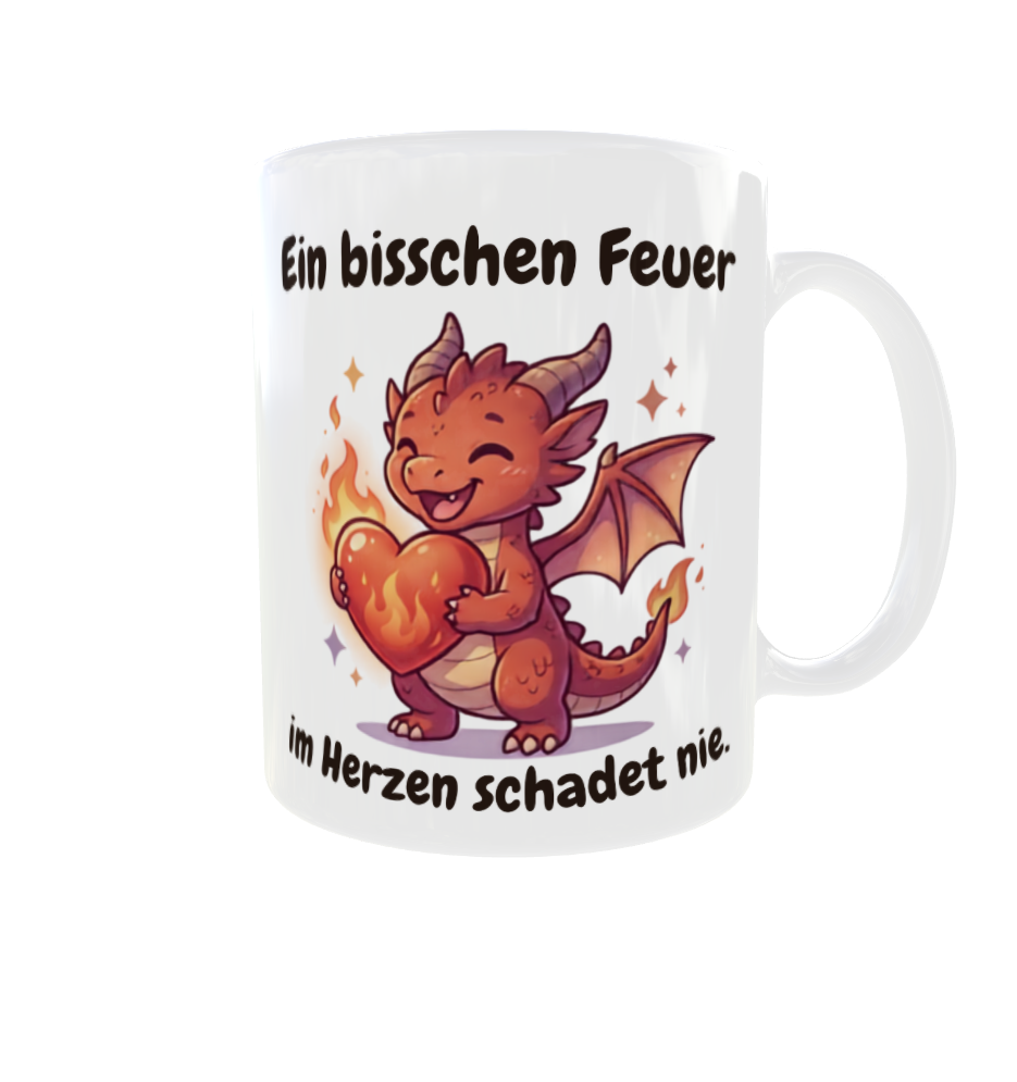 Ein bisschen Feuer im Herzen schadet nie. – Drachen-Tasse