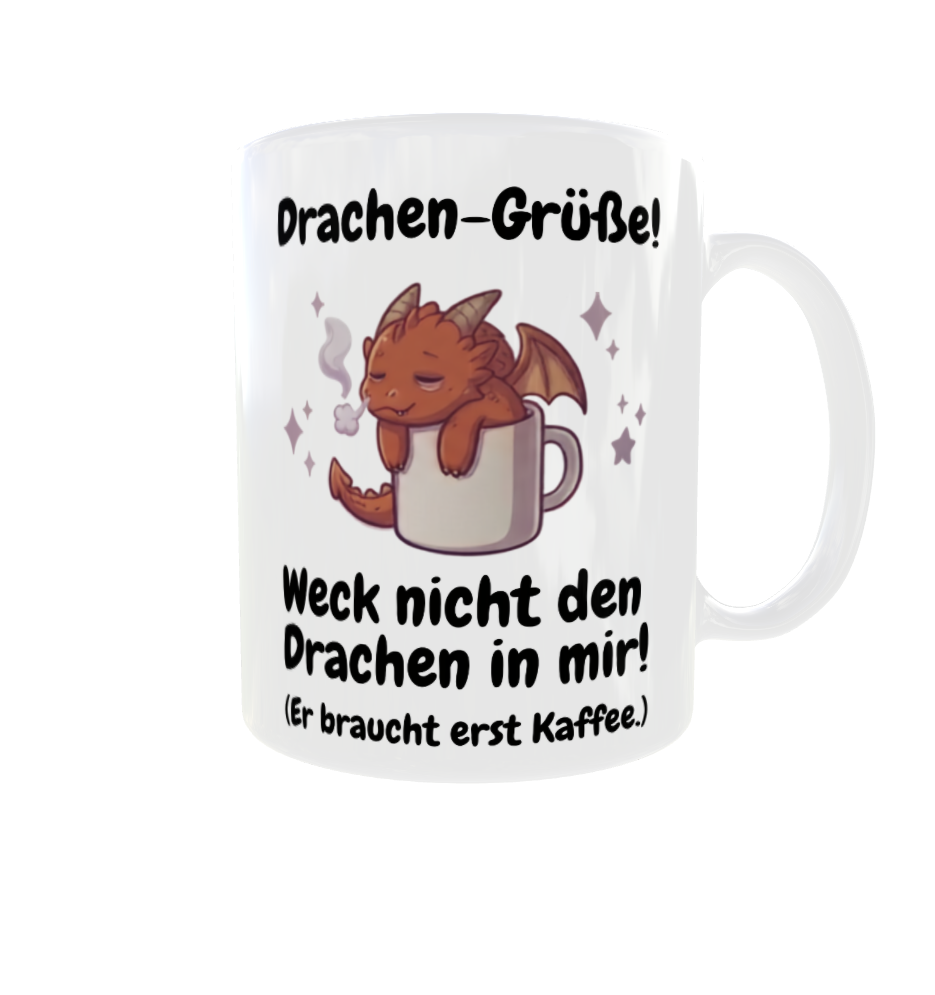Weck nicht den Drachen in mir! (Er braucht erst Kaffee.) – Drachen-Kaffeetasse