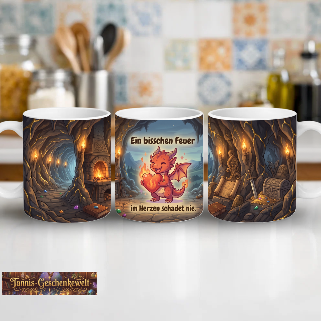 Feuer im Herzen – Drachen-Tasse mit magischer Höhle