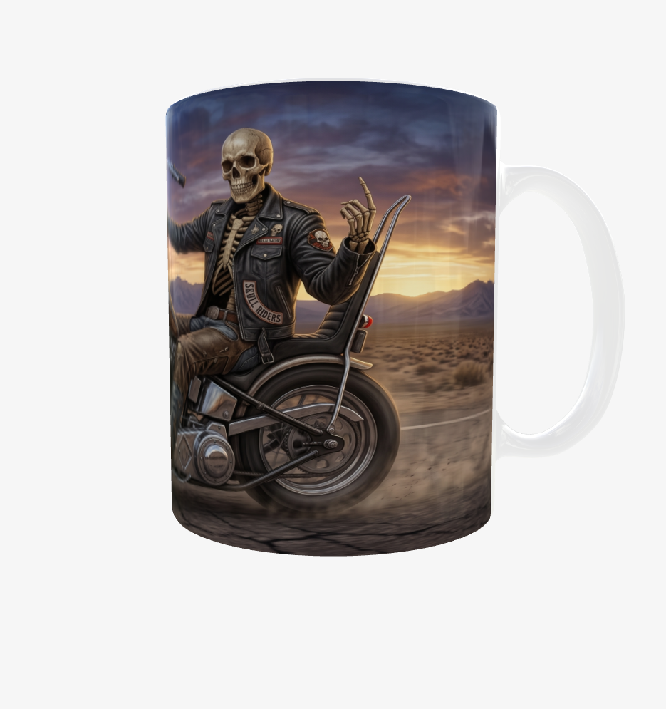 Easy Rider Skelett auf Chopper – Coole Biker-Tasse