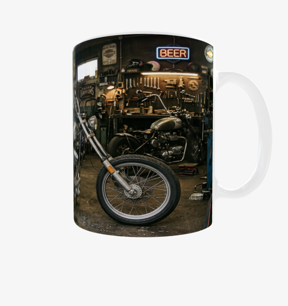 Ghost Rider Customs – Skelett in der Biker-Werkstatt | Tasse
