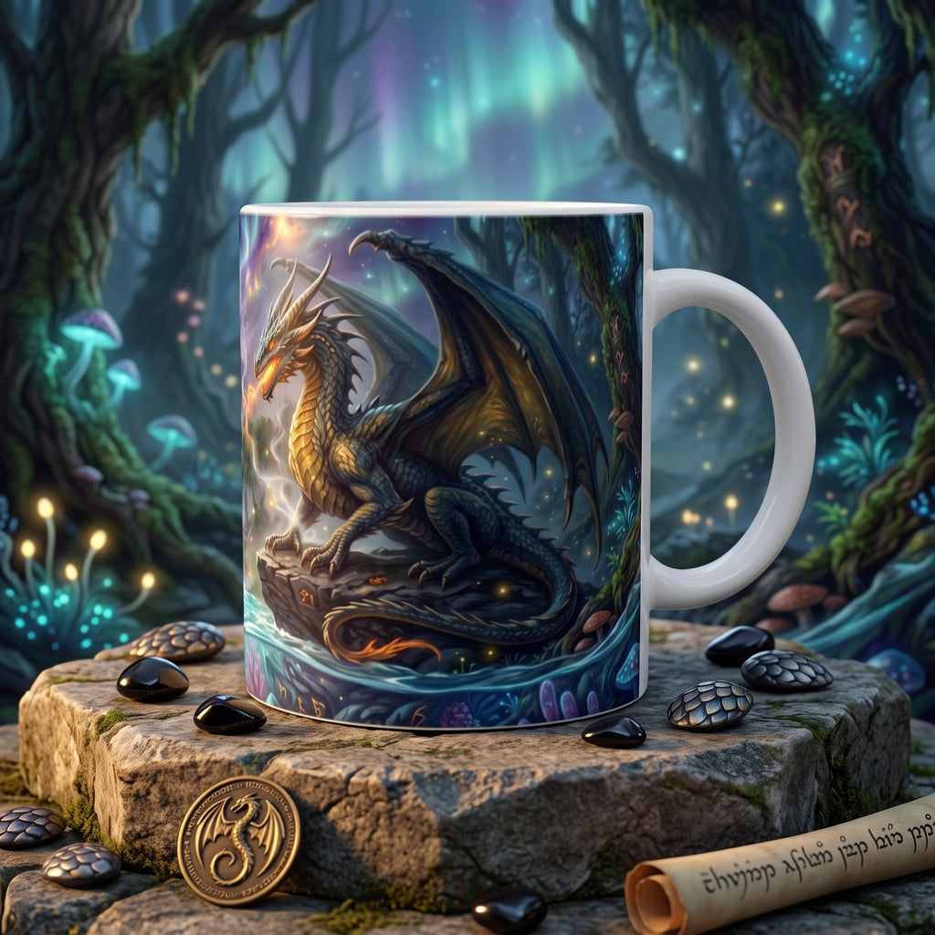 Wo Magie auf Feuer trifft. – Fantasy-Tasse Einhorn & Drache