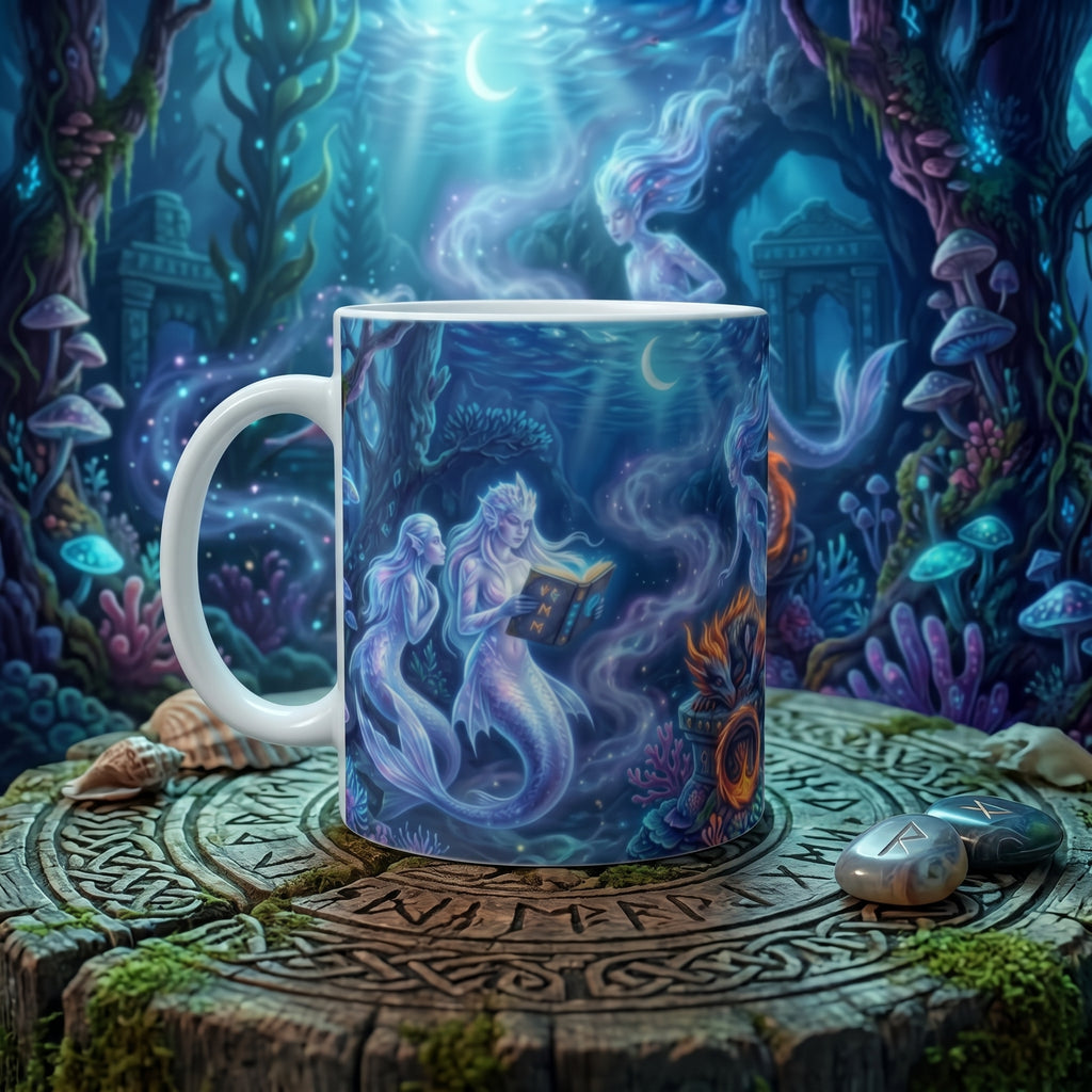 Keramiktasse Meerjungfrau & Drache – Magische Unterwasserwelt