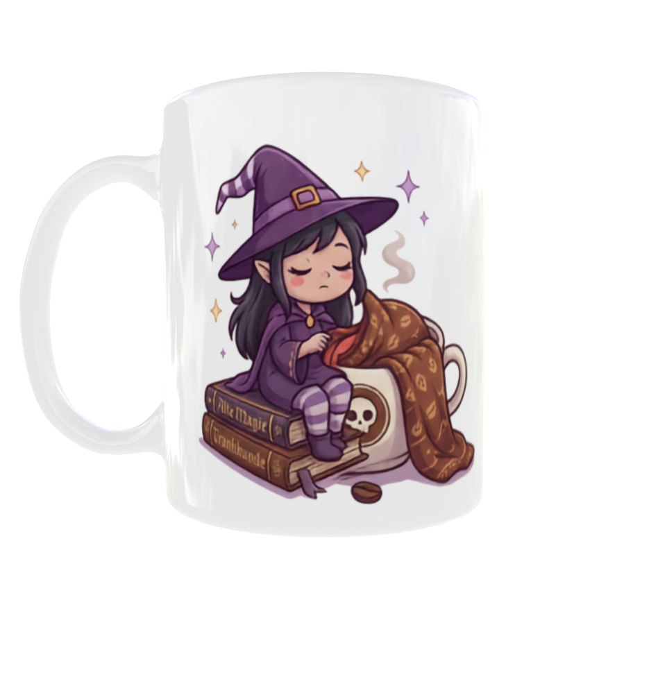 Ich hab' in die Zukunft geblickt: Du brauchst noch einen Kaffee. – Hexen-Kaffeetasse