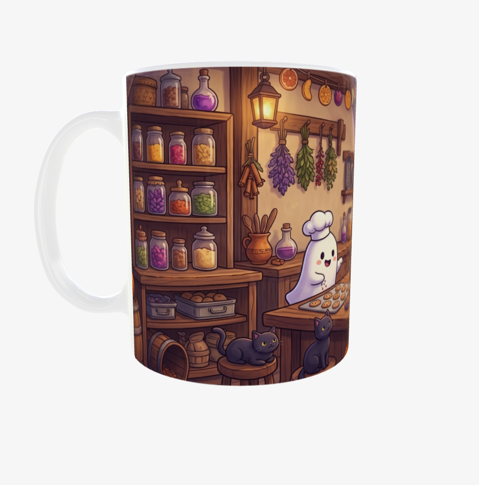Tasse Spooky Cute | Hexe, Geist & Mumie beim Backen
