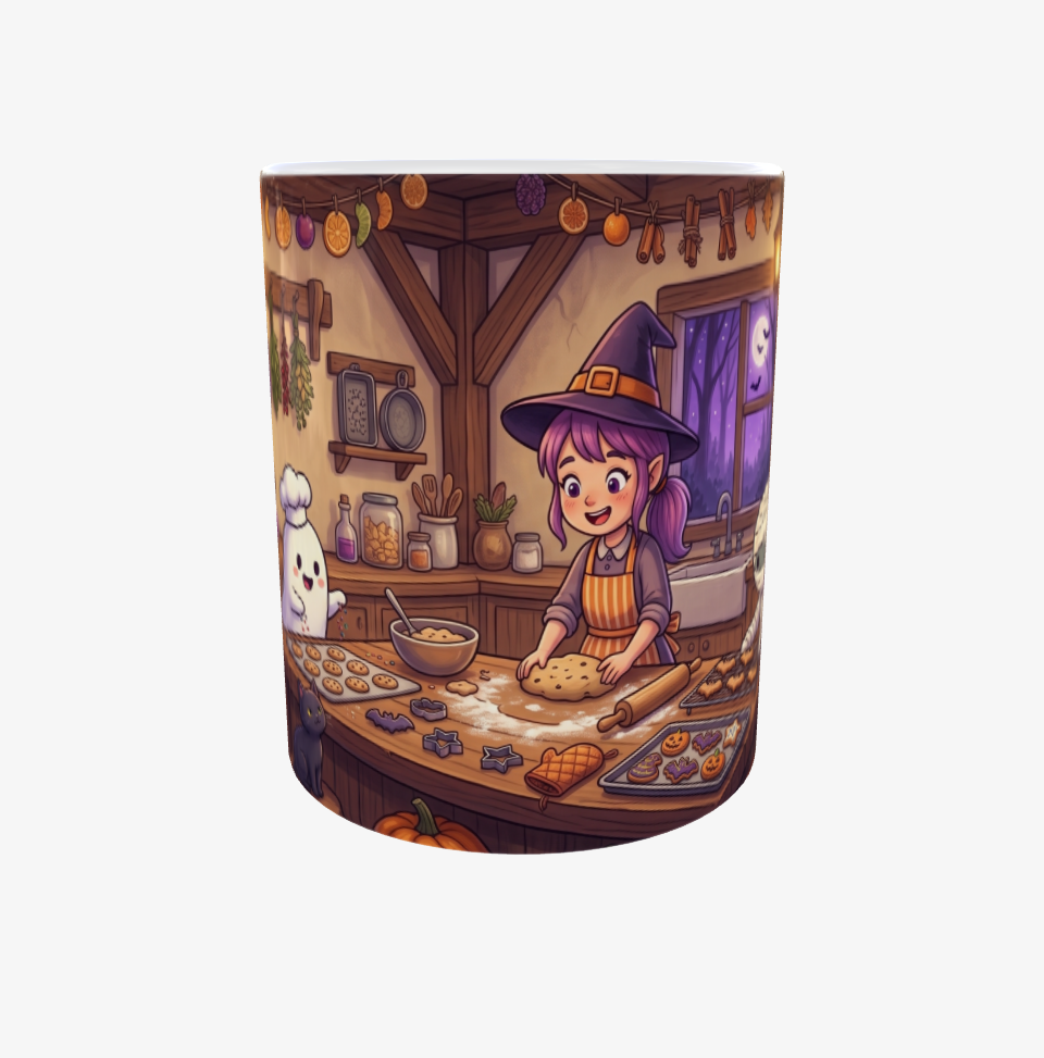 Tasse Spooky Cute | Hexe, Geist & Mumie beim Backen