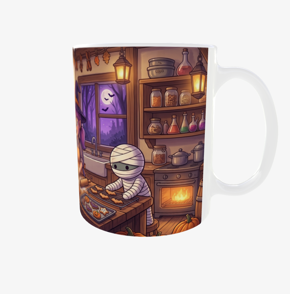 Tasse Spooky Cute | Hexe, Geist & Mumie beim Backen