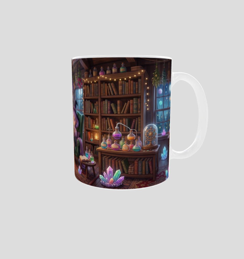 Tasse Cozy Witch | Kleine Hexe in der Zauberbibliothek