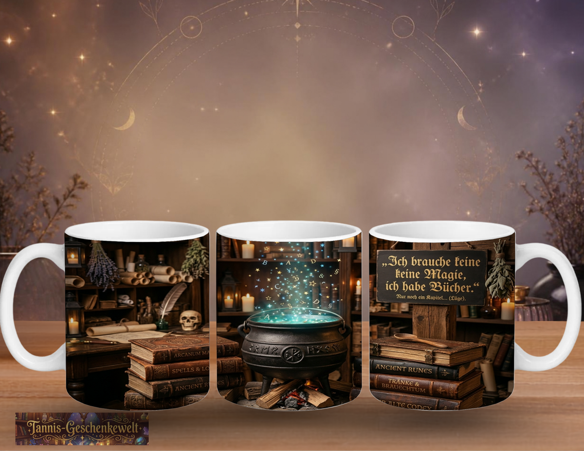 Lese-Tasse – Ich brauche keine Magie, ich habe Bücher
