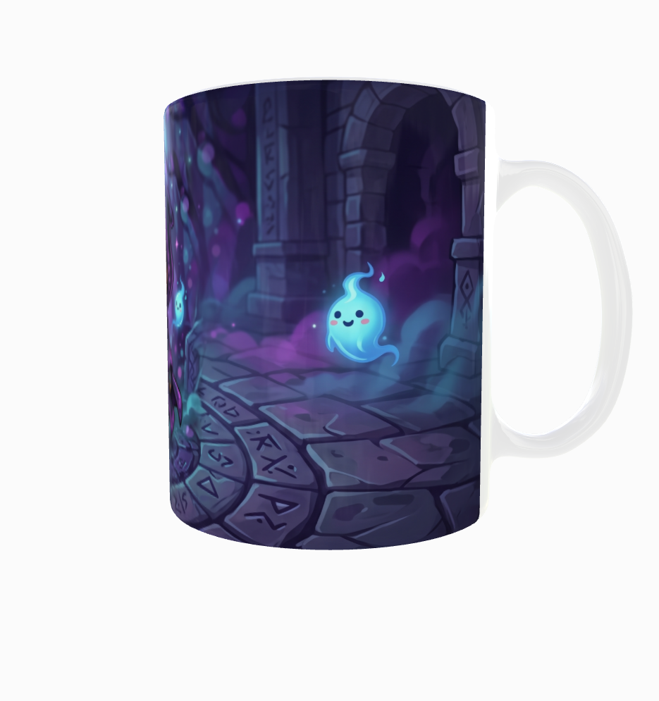 Kleiner Nekromant mit Totenkopfstab – Magische Kindertasse