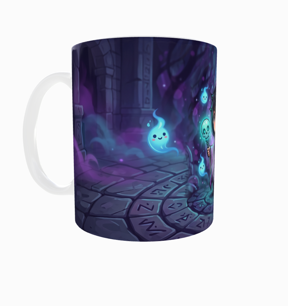 Kleiner Nekromant mit Totenkopfstab – Magische Kindertasse