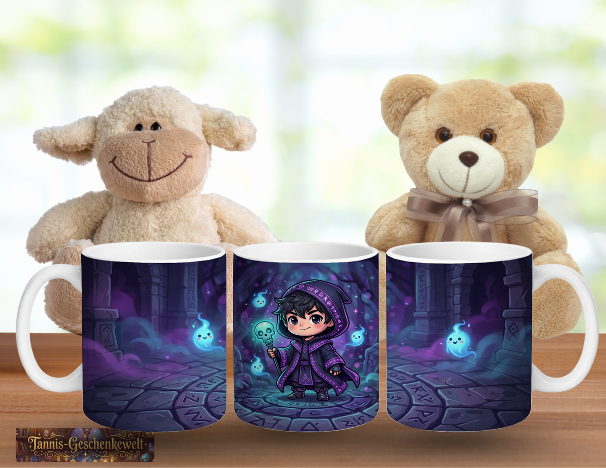 Kleiner Nekromant mit Totenkopfstab – Magische Kindertasse