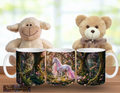 Weißes Einhorn im Kirschblütenwald – Magische Kindertasse