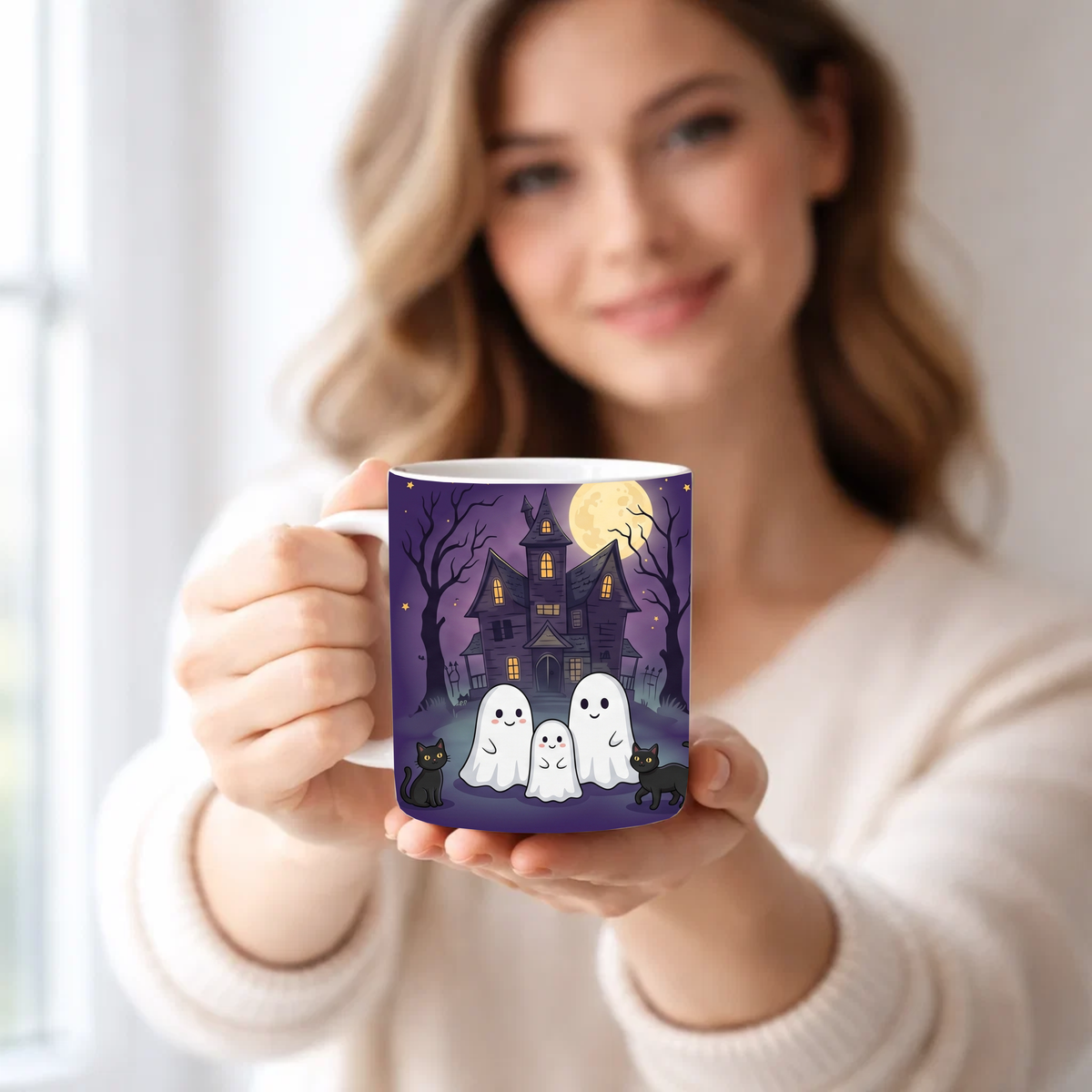 Spooky Cute Tasse – Kleine Geisterfamilie & Spukschloss | Halloween Geschenk