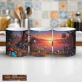 Magische Fantasy-Tasse mit niedlichem Skelett am See