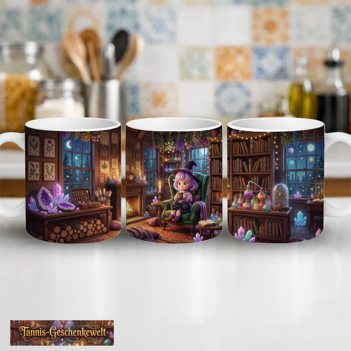 Tasse Cozy Witch | Kleine Hexe in der Zauberbibliothek
