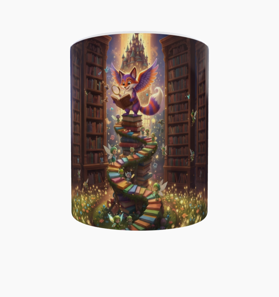 Lese-Tasse – Magischer Bücherfuchs in der Bibliothek