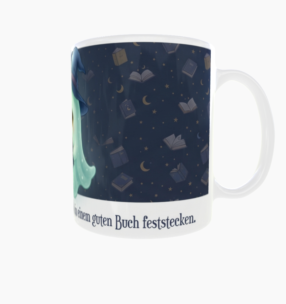 Lese-Tasse – Büchergeist mit Ghosting-Spruch