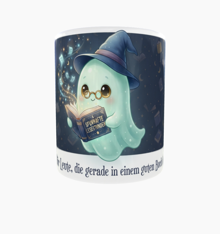 Lese-Tasse – Büchergeist mit Ghosting-Spruch