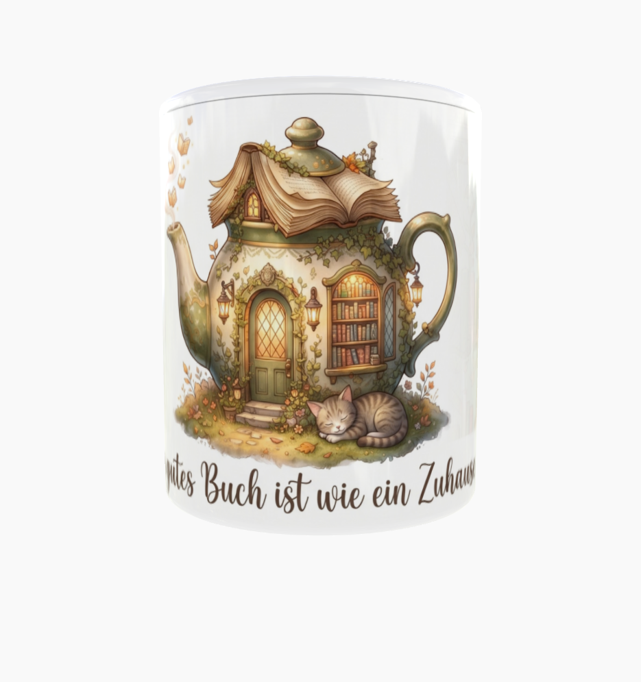Lese-Tasse – Ein gutes Buch ist wie ein Zuhause