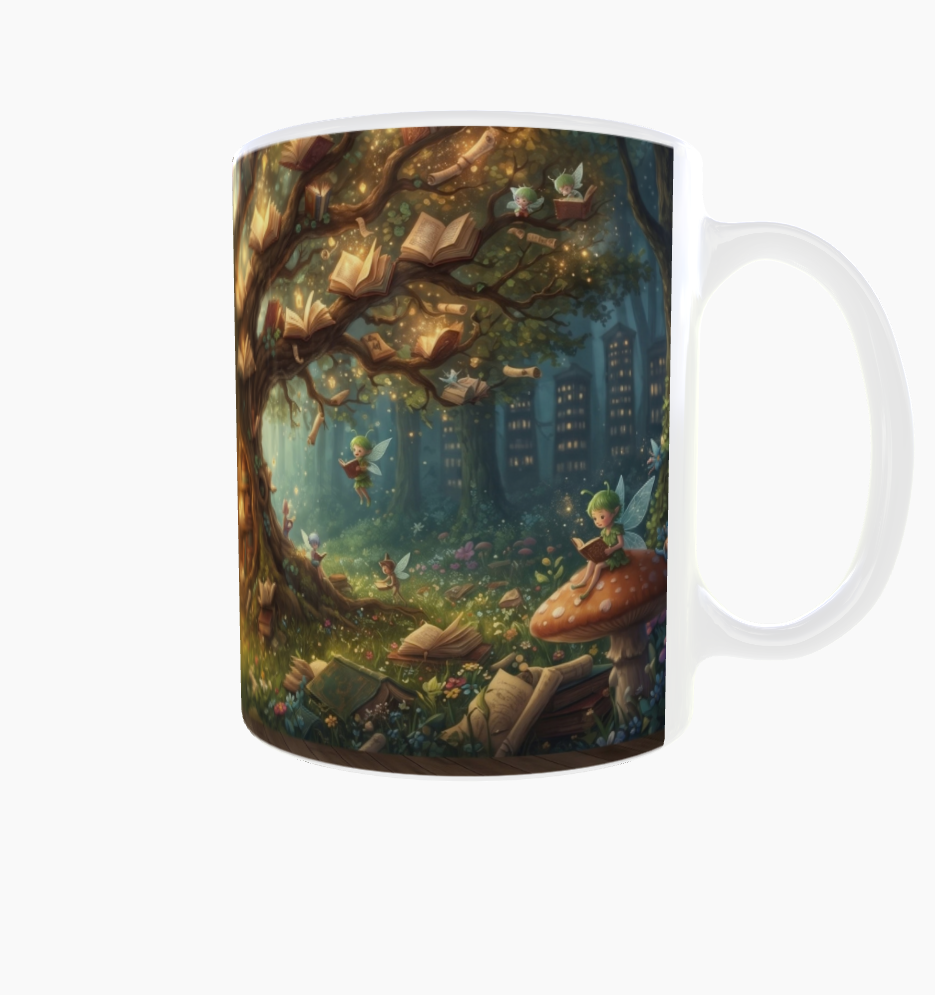 Lese-Tasse – Magischer Bücherbaum im Feenwald