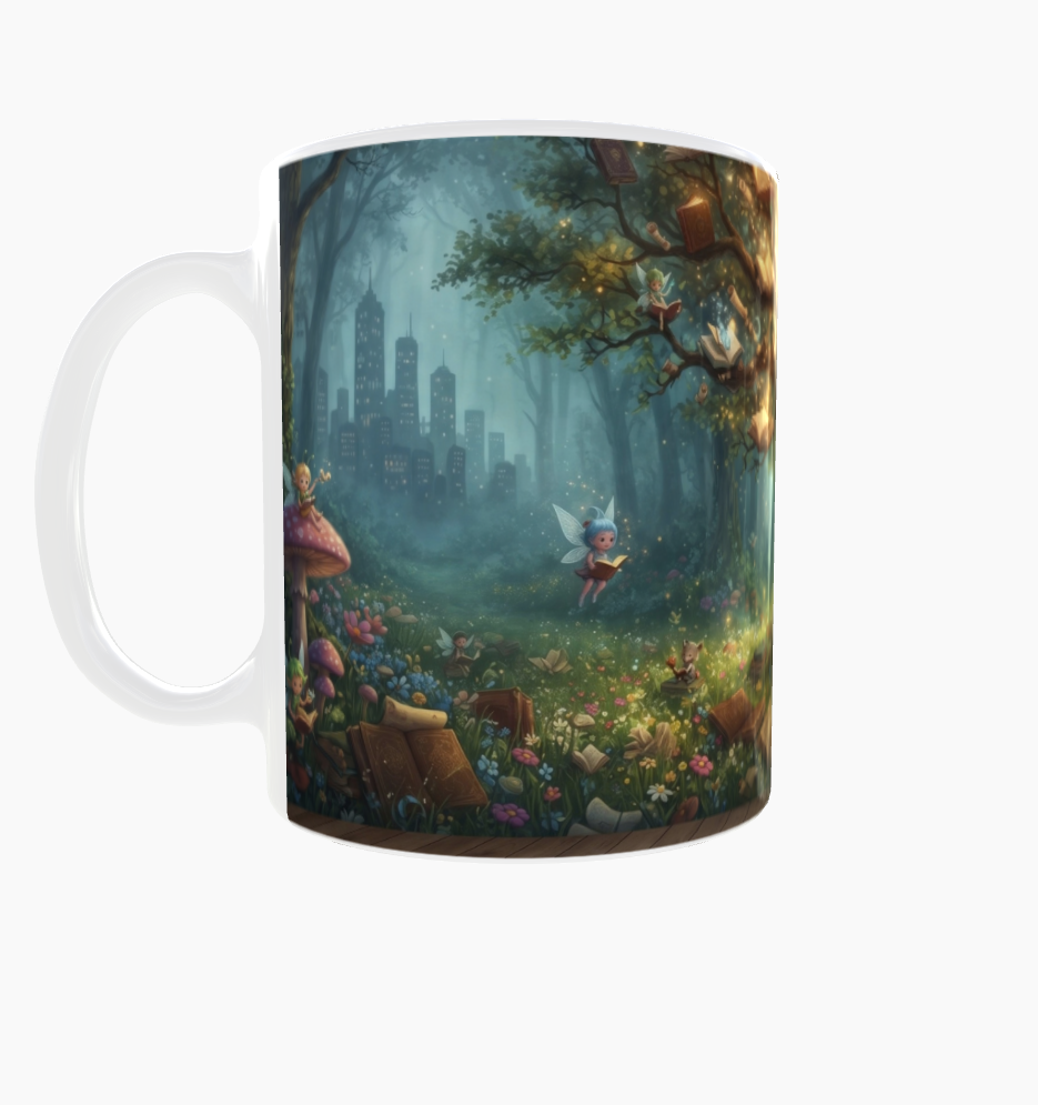 Lese-Tasse – Magischer Bücherbaum im Feenwald
