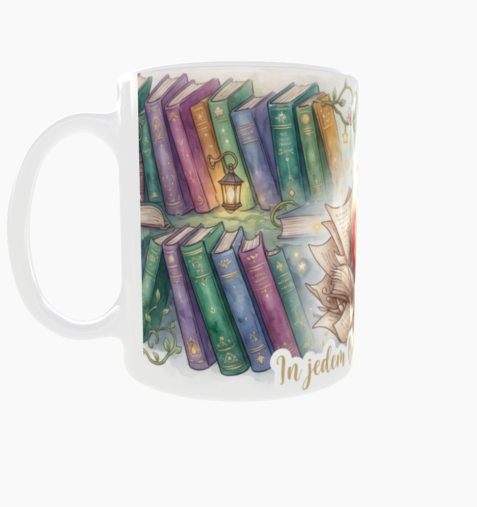 Lese-Tasse – Apfeldrache im Bücherabenteuer