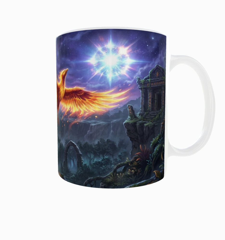 Phönix erhebt sich aus der Asche – Epische Fantasy-Tasse