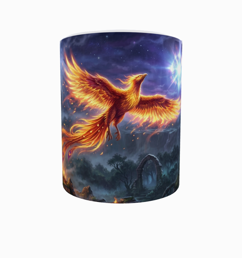 Phönix erhebt sich aus der Asche – Epische Fantasy-Tasse