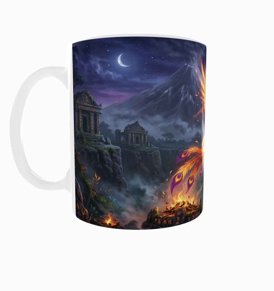 Phönix erhebt sich aus der Asche – Epische Fantasy-Tasse