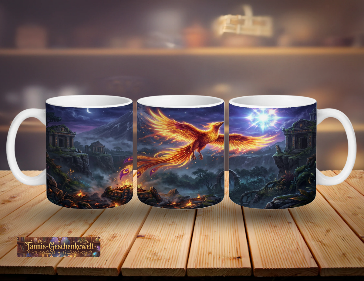 Phönix erhebt sich aus der Asche – Epische Fantasy-Tasse
