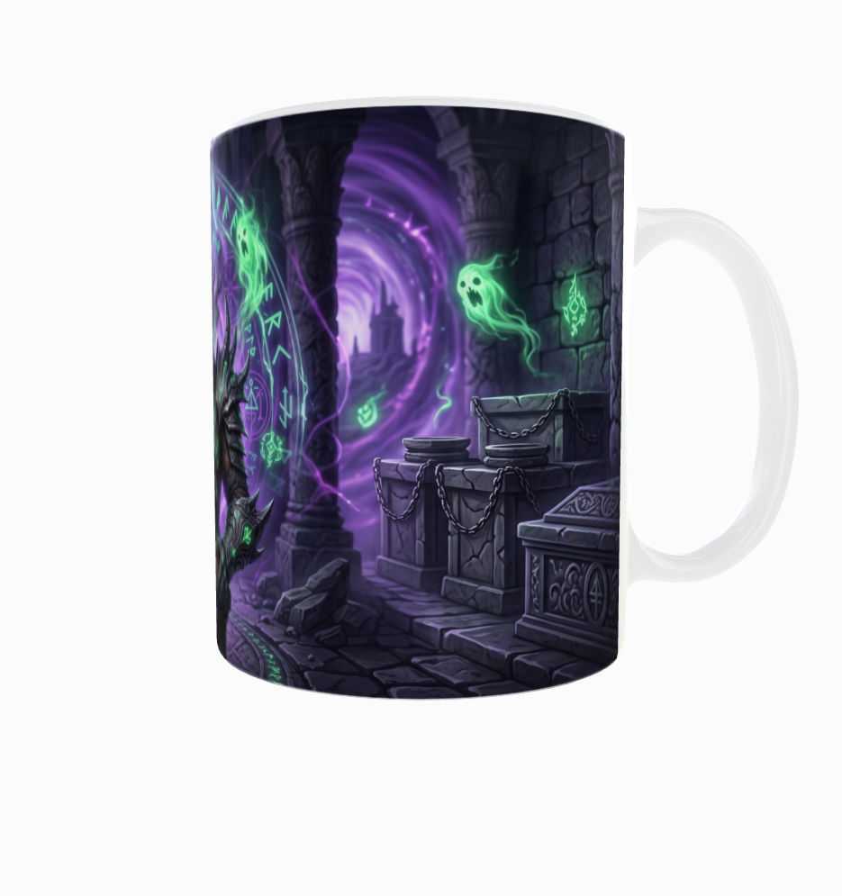 Dunkler Dämon mit Zauberbuch – Epische Dark-Fantasy-Tasse
