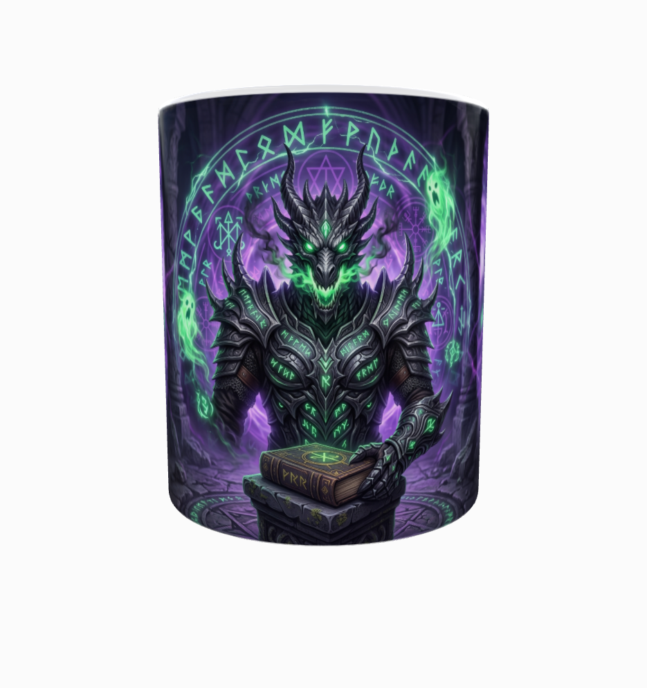 Dunkler Dämon mit Zauberbuch – Epische Dark-Fantasy-Tasse