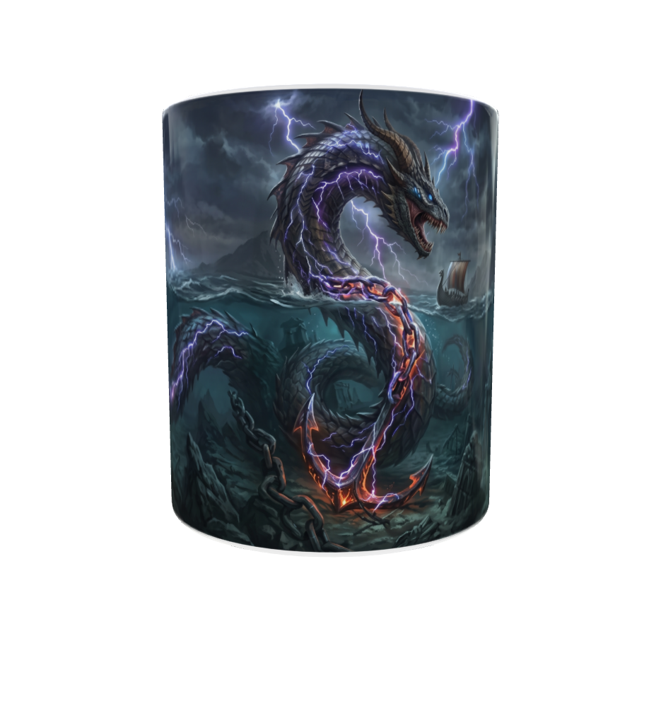 Jörmungandr erhebt sich aus dem Ozean – Nordische Mythologie Tasse