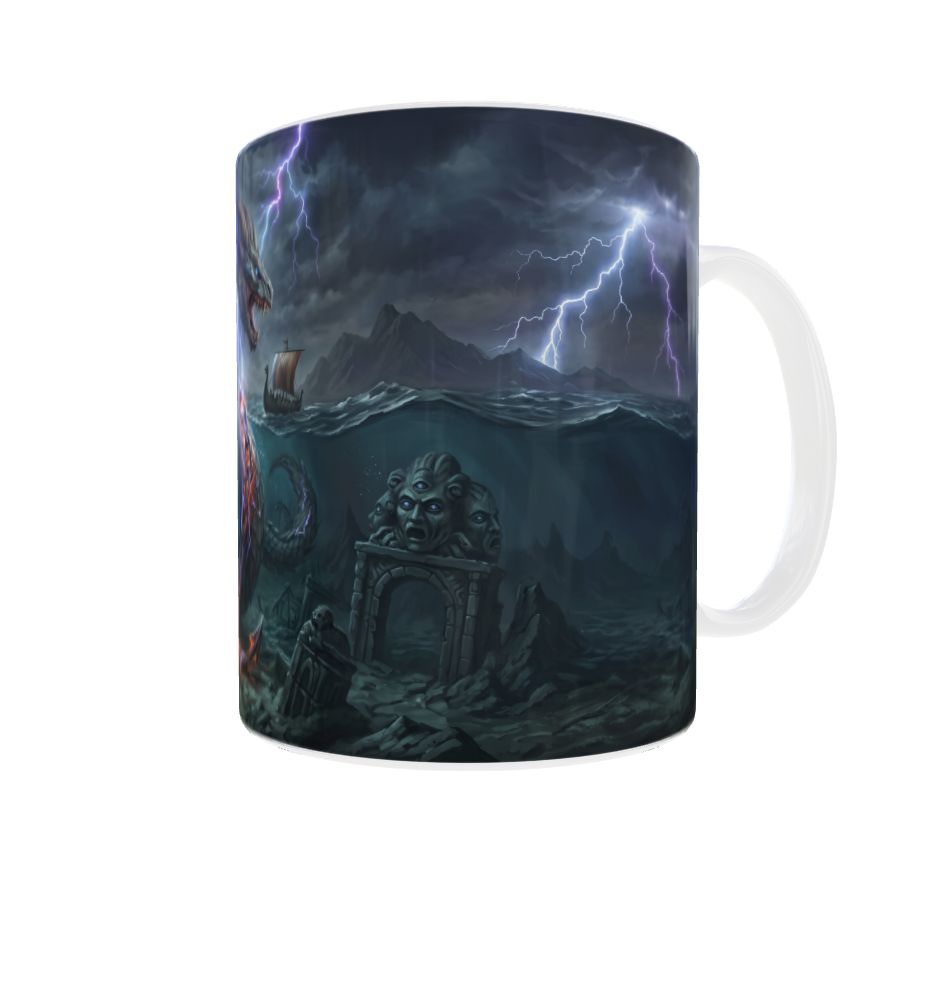 Jörmungandr erhebt sich aus dem Ozean – Nordische Mythologie Tasse