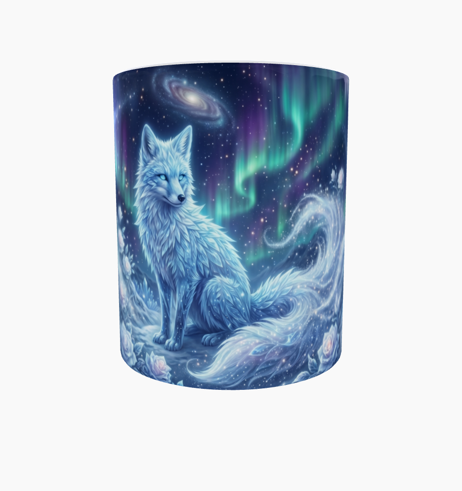 Polarfuchs-Tasse – Winterzauber unter Polarlichtern