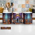 Halloween-Eingang mit Sensenmann – Gruselige Tasse Willkommen Zuhause