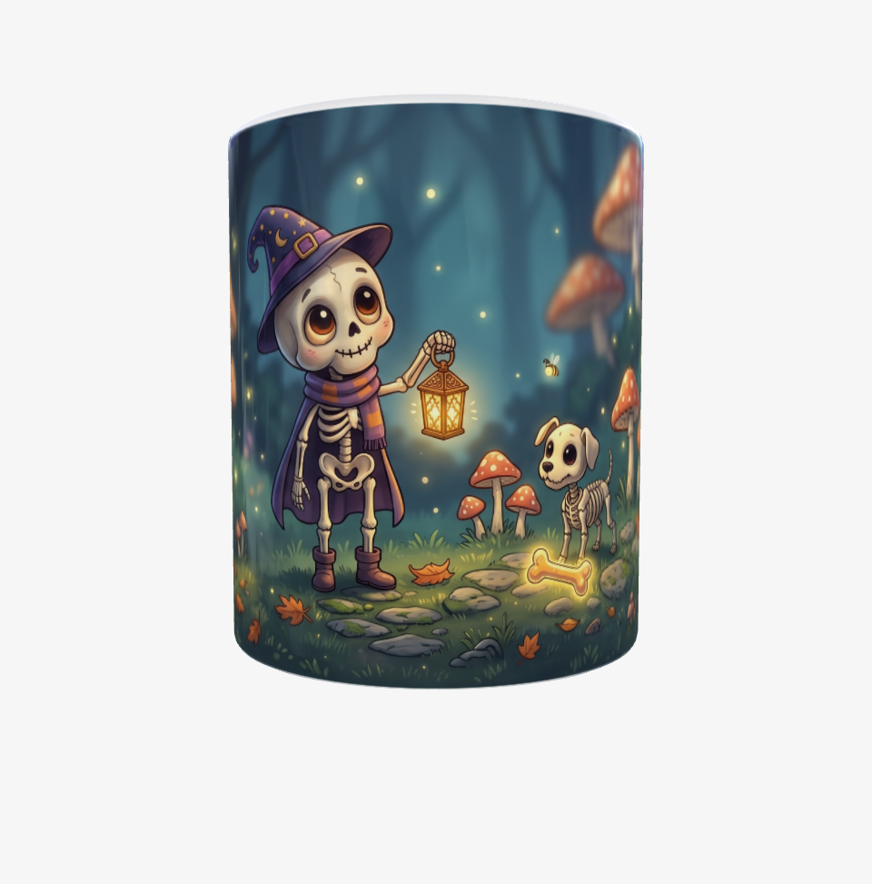 Magische Fantasy-Tasse mit niedlichem Skelett-Motiv