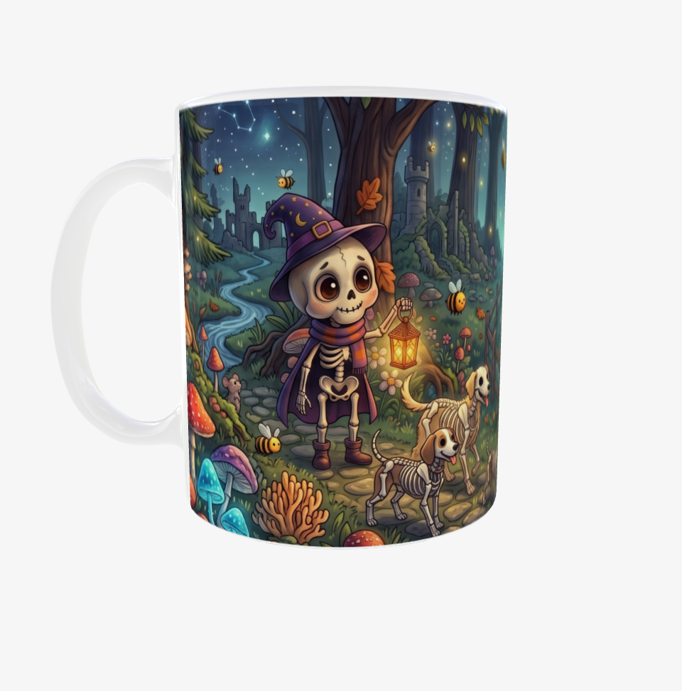 Magische Halloween-Tasse | Skelett-Mädchen & Skelett-Pferde
