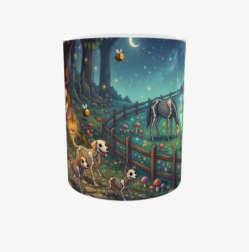 Magische Halloween-Tasse | Skelett-Mädchen & Skelett-Pferde